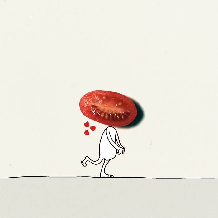 My 20 Illustrations Of The 'Killer' Tomato That Appeared On The Scene While I Was Cutting Vegetables To Cook