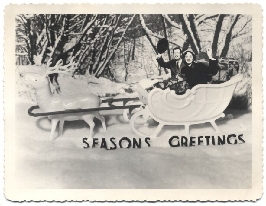 Unknown Couple On A Sleigh, 1950s