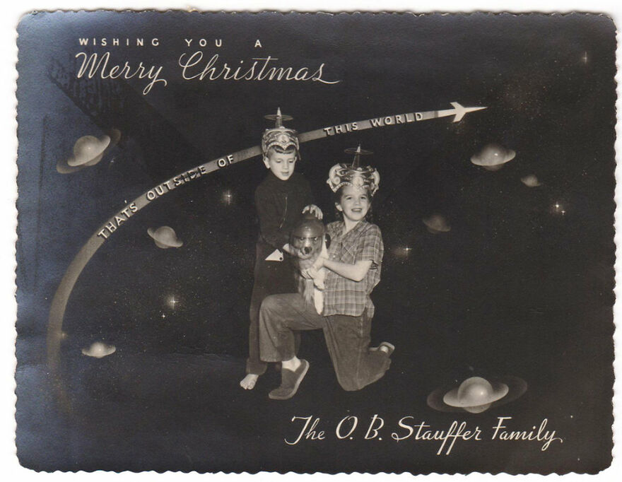 Another Space-Themed Card With Spacedog, Stauffer Family, 1955