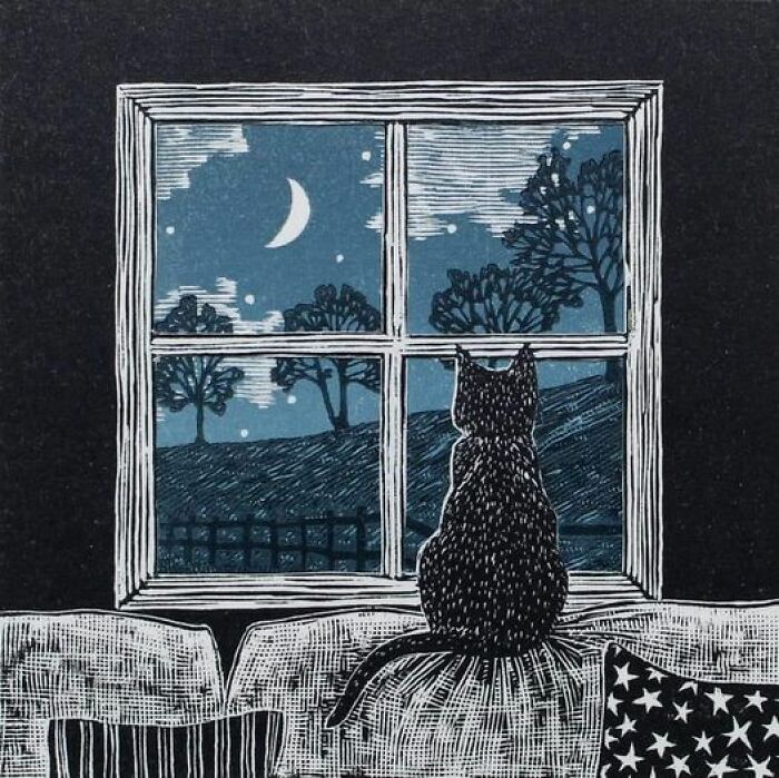 Cat And Moon, Molly Lemon, 2022