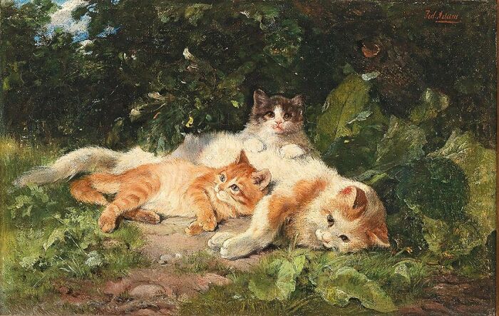 Cat With Her Kittens, Julius Adam, 1913