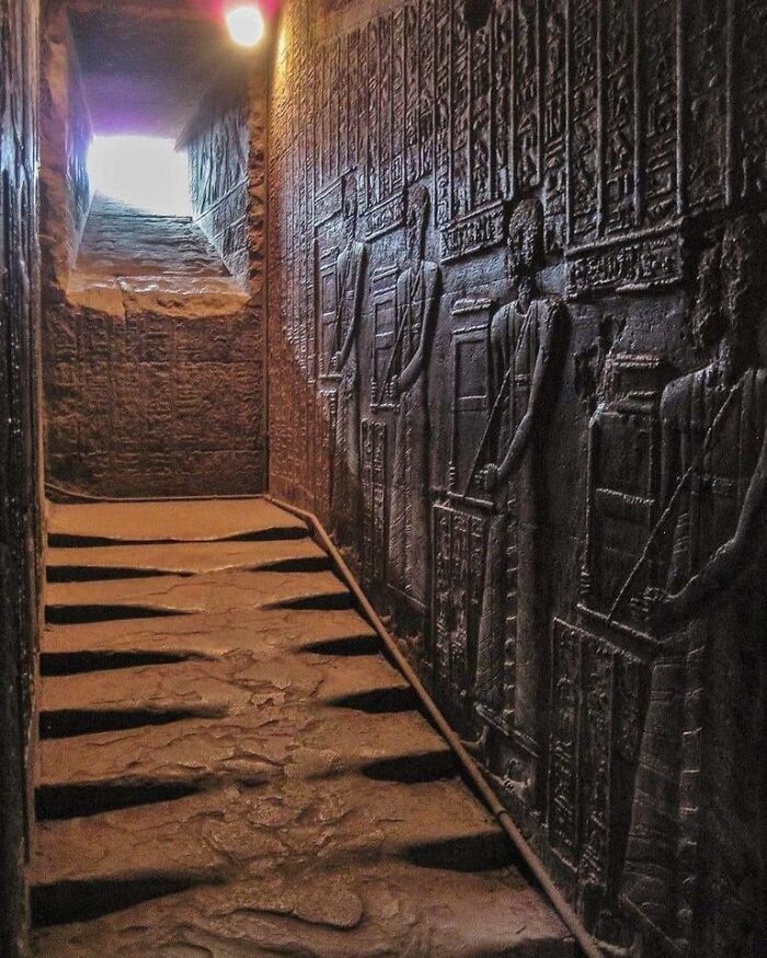 The ‘Melted’ Stairs And Fascinating Reliefs In Temple Of Hathor In Dendera, Egypt