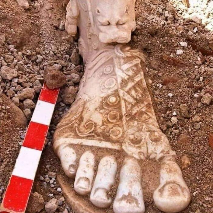 Finding The Foot Of The Roman Emperor Marcus Aurelius Statue In Sagalassos Ancient City In Ağlasun, Burdur