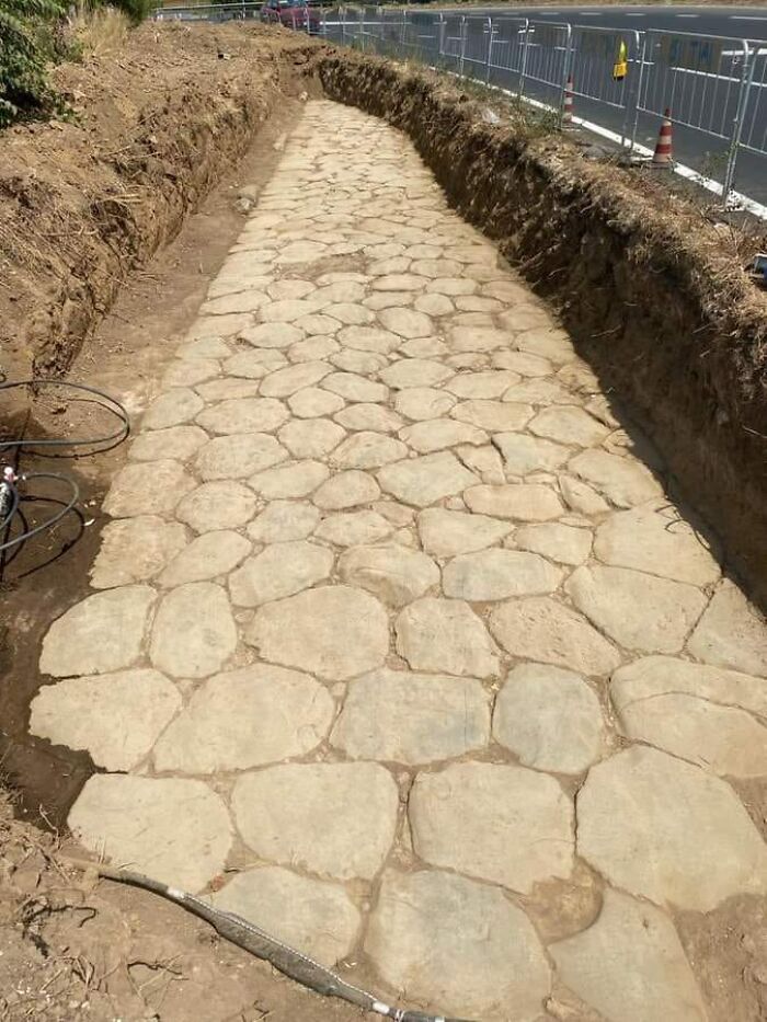 A Perfectly Preserved Section Of The Via Flaminia Roman Road, Discovered At A Depth Of 0.90m During Planning Of A New Water Pipeline In Riano