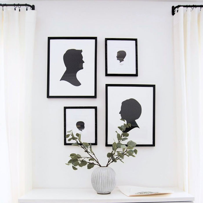 framed silhouette pictures on the wall