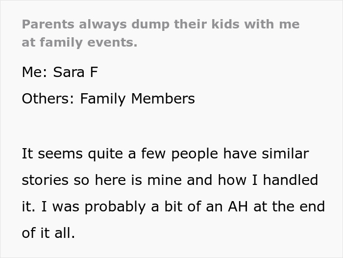 Woman Is Tired Of Family Dumping Their Kids On Her At Events, Stops Going