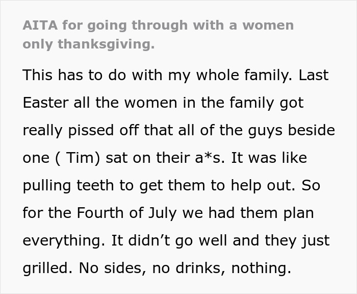 Family Men Refuse To Help Women With Thanksgiving, Get Kicked Out Of It Family Men Refuse To Help Women With Thanksgiving, Get Kicked Out Of It