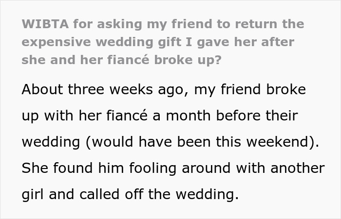 “She Was Ugly Crying”: Woman Wants To Get Her $4,500 Wedding Gift Back After Friend’s Breakup