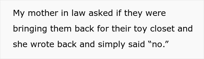 SIL Freaks After Parents Take Back Toys Meant For Everyone That She Poached SIL Freaks After Parents Take Back Toys Meant For Everyone That She Poached