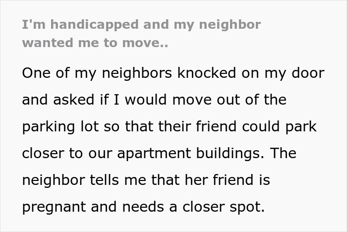 “I Sat There Completely Dumbfounded”: Handicapped Person Astounded By Their Neighbor’s Request “I Sat There Completely Dumbfounded”: Handicapped Person Astounded By Their Neighbor’s Request