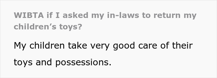 SIL Freaks After Parents Take Back Toys Meant For Everyone That She Poached SIL Freaks After Parents Take Back Toys Meant For Everyone That She Poached