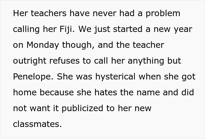 Teacher Refuses To Call Girl By The Name She's Been Using For 3 Years, Parent Asks For Advice Teacher Refuses To Call Girl By The Name She's Been Using For 3 Years, Parent Asks For Advice