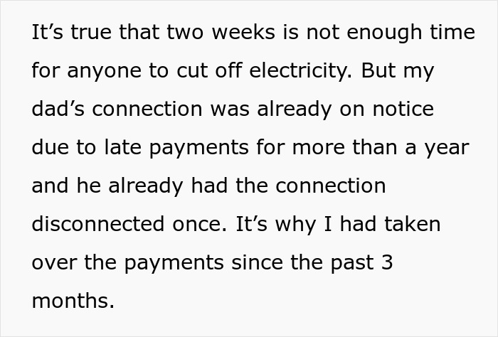 Daughter Is Done With Father Hanging Up The Phone, Lets His Electricity Be Cut Off As Revenge Daughter Is Done With Father Hanging Up The Phone, Lets His Electricity Be Cut Off As Revenge