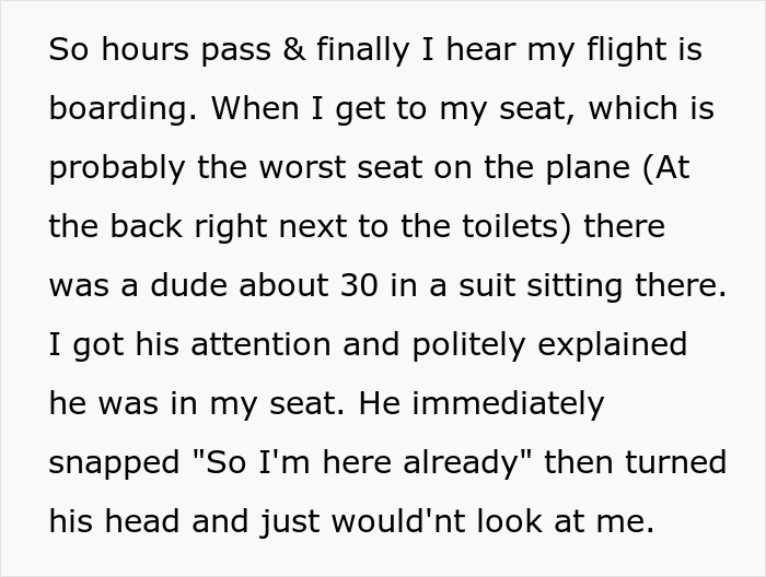 Guy Steals Another Passenger’s Seat, Learns It Was A Major Screw-Up
