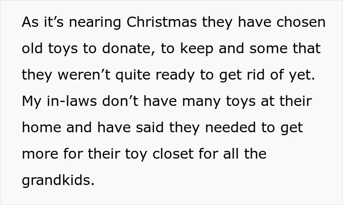 SIL Freaks After Parents Take Back Toys Meant For Everyone That She Poached SIL Freaks After Parents Take Back Toys Meant For Everyone That She Poached