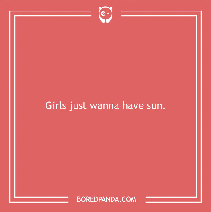 Beach pun on a coral background saying Girls just wanna have sun from a collection of beach puns to make you roll in the water.