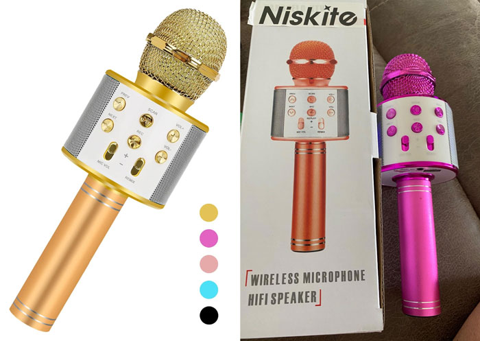 Karaoke Microphone For Kids: That will have your 12-year-old rocking out in high-quality audio, changing voices for fun, and recording their favorite songs.
