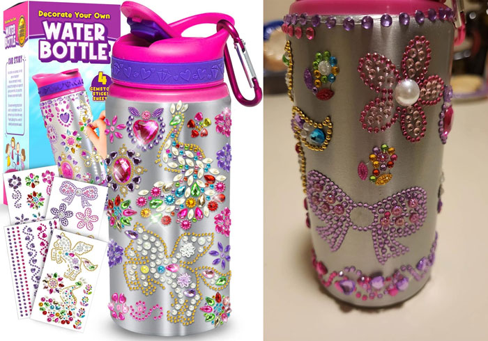 Decorate Your Own Water Bottle: Kit filled with hundreds of vibrant and sparkly gemstone stickers that will allow 12-year-olds to show off their creative flair, while staying hydrated in a genuinely enjoyable way.