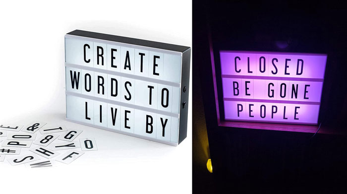 Cinema Light Box: Perfect for motivational messages or quirky decor, this gift takes wall signs to a whole new level - it's a fully customizable cinema sign that your 12-year old will love to display!