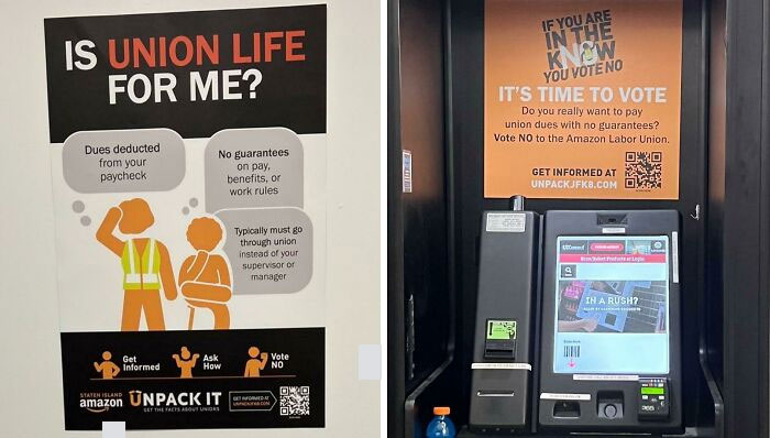 Amazon Anti Union Posters Put Up By The Company
