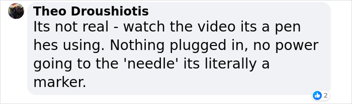 Comment questioning the authenticity of the influencer's fake forehead ink. Comment questioning the authenticity of the influencer's fake forehead ink.