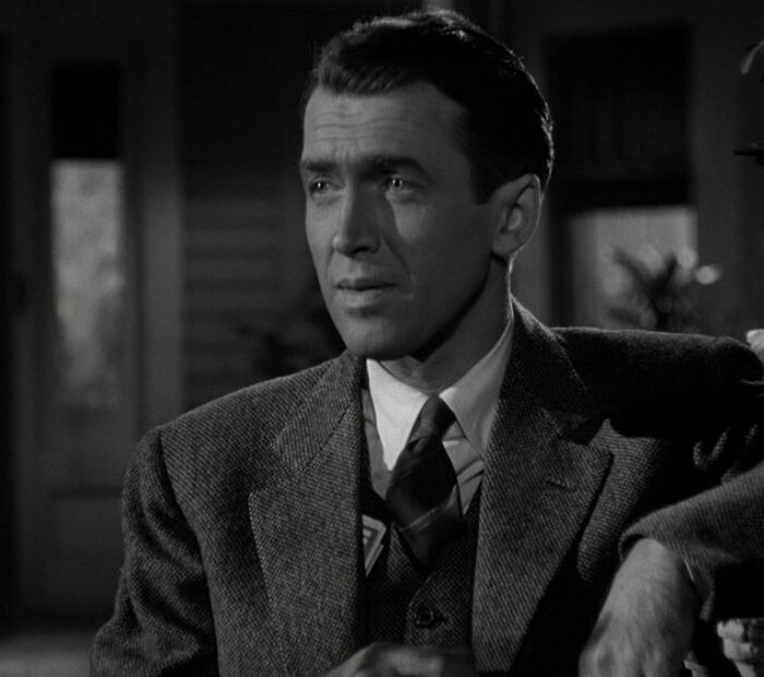 James Stewart looking in It's A Wonderful Life