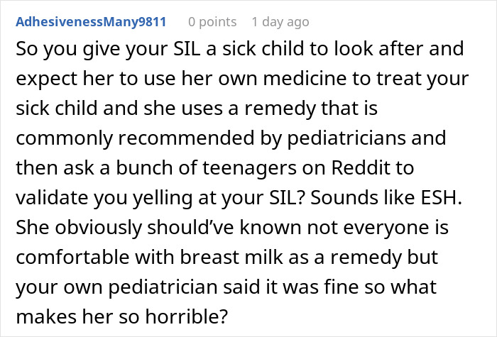 “AITA For Banning My SIL From Babysitting After She Put Breastmilk In My Child’s Ears” “AITA For Banning My SIL From Babysitting After She Put Breastmilk In My Child’s Ears”