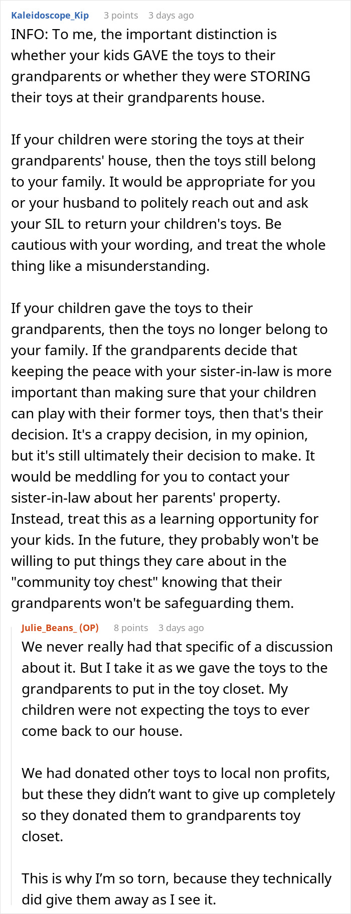 SIL Freaks After Parents Take Back Toys Meant For Everyone That She Poached SIL Freaks After Parents Take Back Toys Meant For Everyone That She Poached