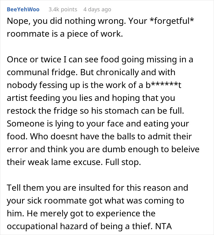 "AITA For 'Poisoning' Housemate Who Ate My Food Without My Permission And Ended Up In The ER?"