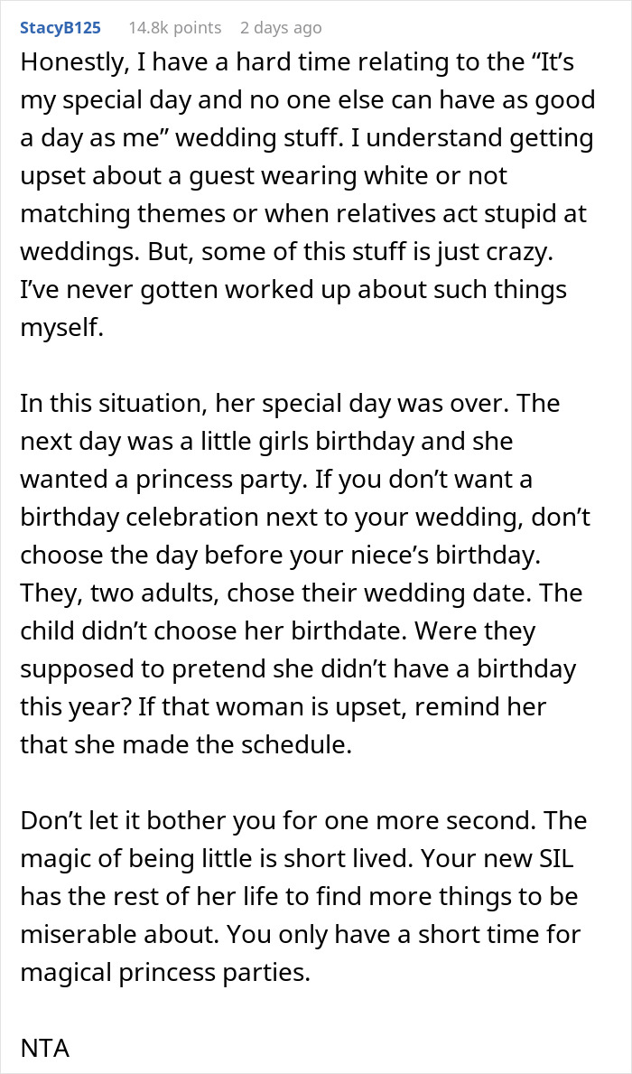 Woman Throws Kid's B-Day Party A Day After SIL's Wedding, Sparks Debate On Whether It's Appropriate Woman Throws Kid's B-Day Party A Day After SIL's Wedding, Sparks Debate On Whether It's Appropriate