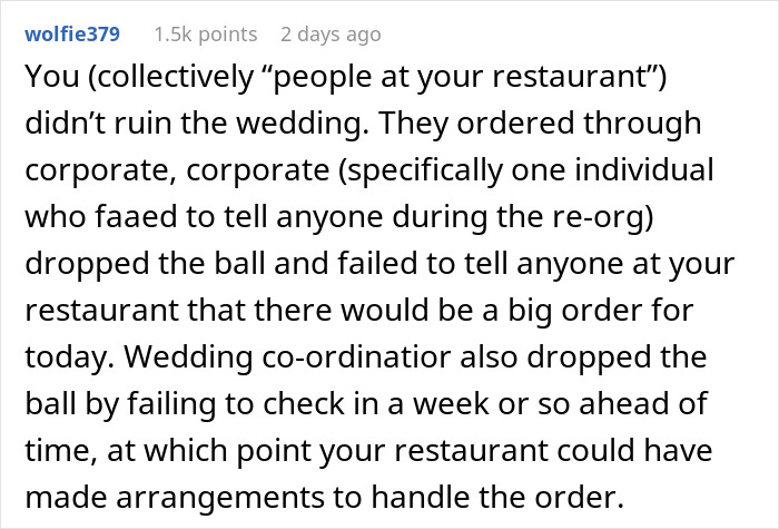 "We Kind Of Ruined A Wedding": Restaurant Is Unaware They Were Supposed To Serve 150 People