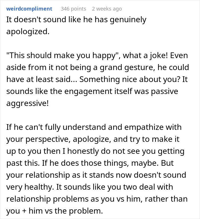 Woman Feels Guilty She Won't Be Able To Get Over Awful Proposal, People Tell Her To Run Woman Feels Guilty She Won't Be Able To Get Over Awful Proposal, People Tell Her To Run