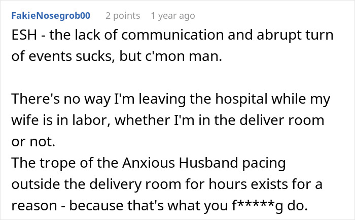 Guy Leaves Instead Of Waiting Around After Wife Bans Him From The Delivery Room, She's Furious Guy Leaves Instead Of Waiting Around After Wife Bans Him From The Delivery Room, She's Furious