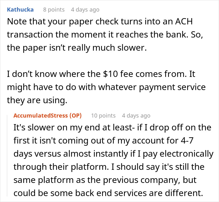 “I View It As A Win”: Company Charges A $10 Fee For Each Payment So This Person Goes Old-School