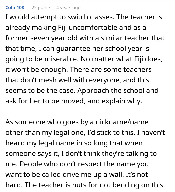 Teacher Refuses To Call Girl By The Name She's Been Using For 3 Years, Parent Asks For Advice Teacher Refuses To Call Girl By The Name She's Been Using For 3 Years, Parent Asks For Advice