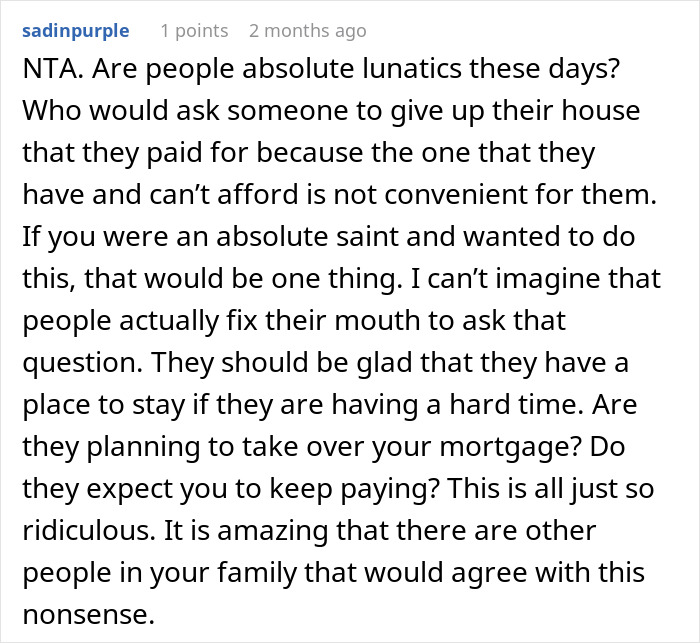 Guy Refuses To Trade Homes With His Brother Just Because He Has A Big Family