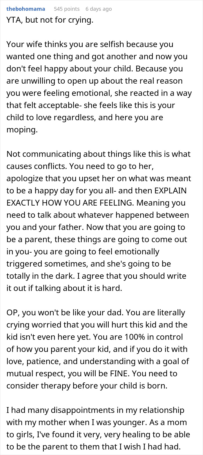 Woman Catches Husband Crying After Gender Reveal, Sends Him To Sleep On The Couch Woman Catches Husband Crying After Gender Reveal, Sends Him To Sleep On The Couch