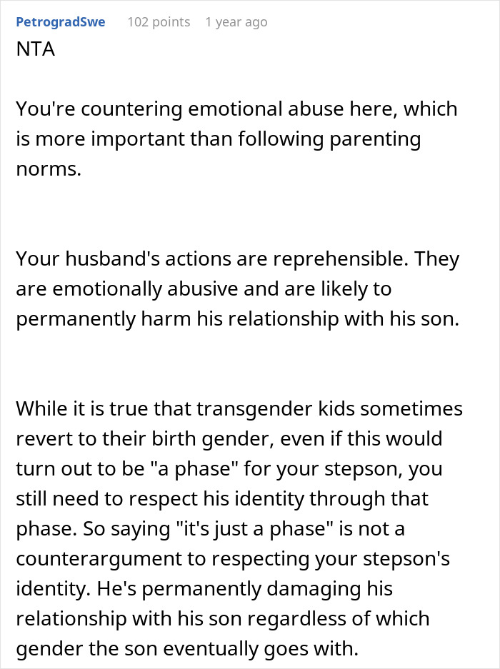 “I’m Also Taking Him Shopping”: Wife Stands Up To Her Husband Who Refuses To Support His Trans Son
