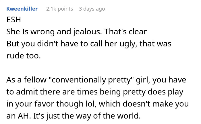 25 Y.O. Keeps Blaming "Pretty Privilege" For Sister's Success, Gets A Reality Check 25 Y.O. Keeps Blaming "Pretty Privilege" For Sister's Success, Gets A Reality Check