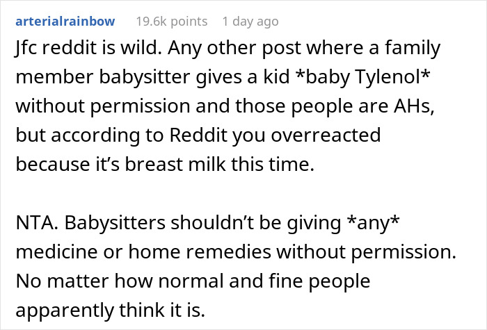 “AITA For Banning My SIL From Babysitting After She Put Breastmilk In My Child’s Ears” “AITA For Banning My SIL From Babysitting After She Put Breastmilk In My Child’s Ears”