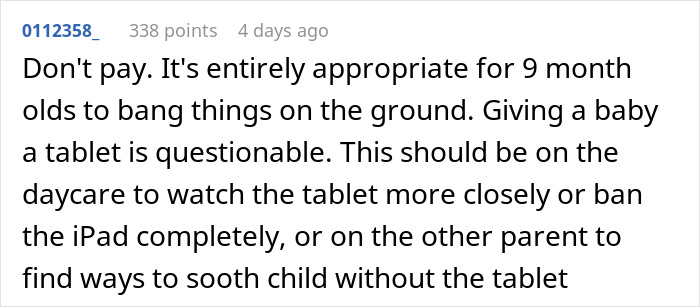 Mom Refuses To Pay For Broken iPad Pro After Parents Leave It With 11-Month-Old At Daycare Mom Refuses To Pay For Broken iPad Pro After Parents Leave It With 11-Month-Old At Daycare