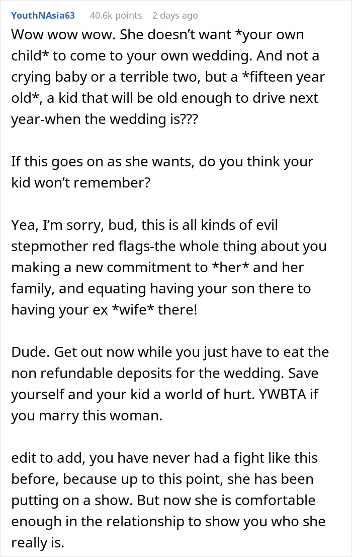 People Tell This Dad To Run From Fiancée After She Freaked Out Over His Son Being In The Wedding People Tell This Dad To Run From Fiancée After She Freaked Out Over His Son Being In The Wedding