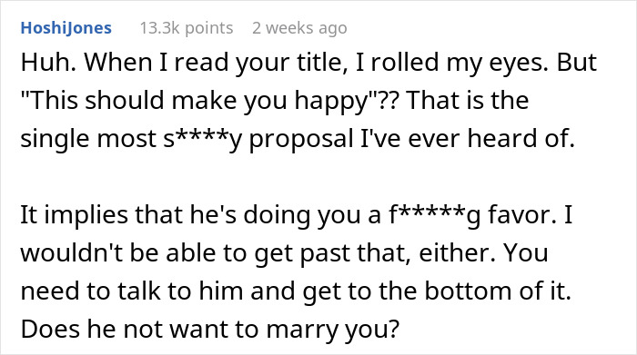Woman Feels Guilty She Won't Be Able To Get Over Awful Proposal, People Tell Her To Run
