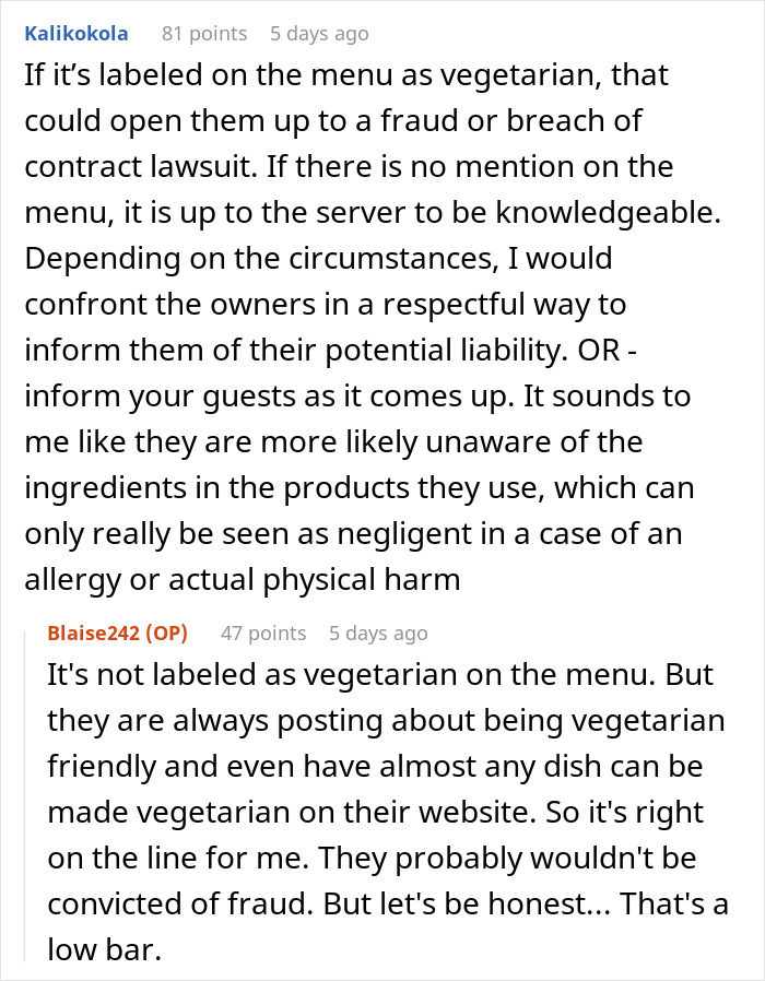 Waiter Learns He's Been Lying To Customers About Vegetarian Food After Checking The Ingredients Waiter Learns He's Been Lying To Customers About Vegetarian Food After Checking The Ingredients