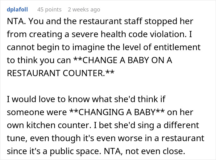 Mom Wants To Treat Restaurant Table As A Diaper Changing Station, Disgusted Customer Retaliates