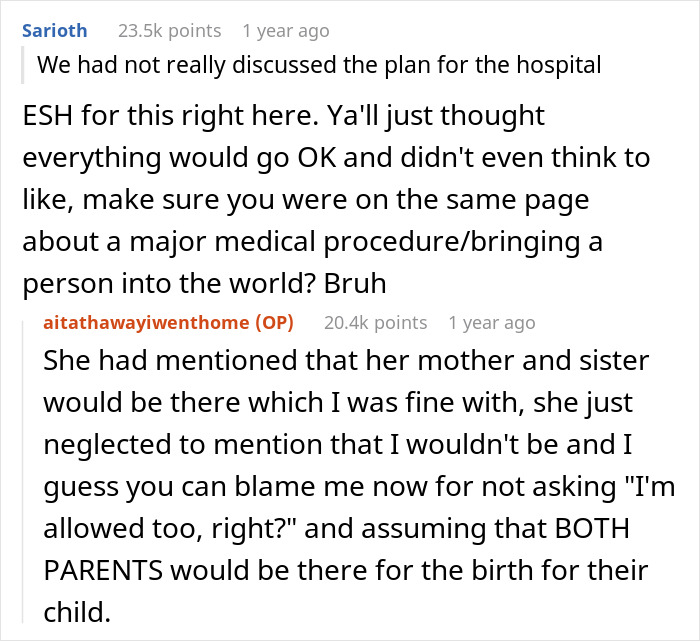 Guy Leaves Instead Of Waiting Around After Wife Bans Him From The Delivery Room, She's Furious