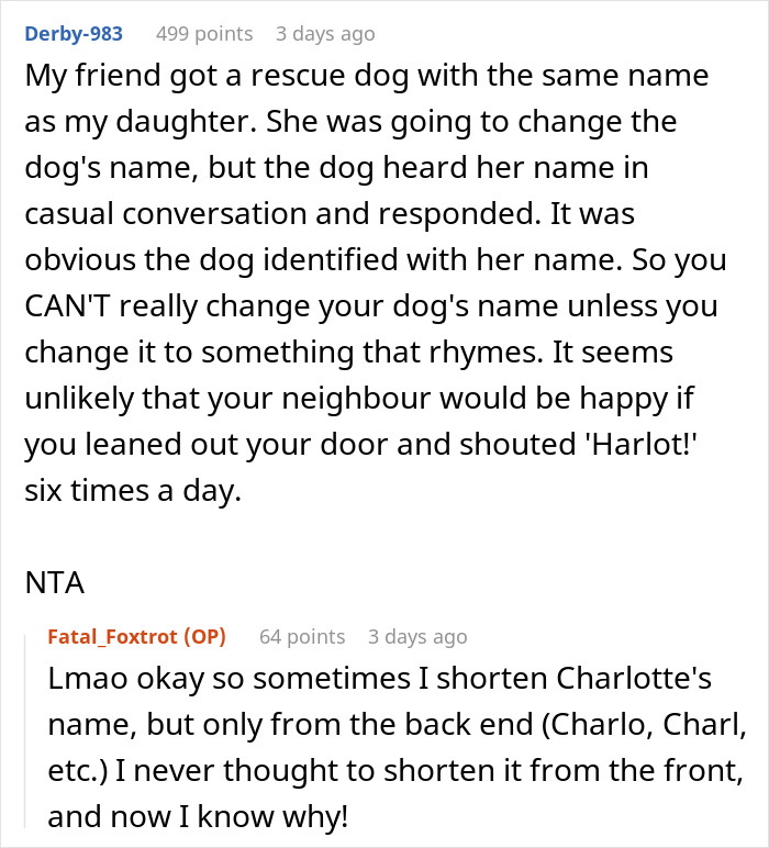 Man Thinks His 2 Y.O. Daughter Deserves Her Name More Than A 6 Y.O. Dog, Demands It Be Changed Man Thinks His 2 Y.O. Daughter Deserves Her Name More Than A 6 Y.O. Dog, Demands It Be Changed