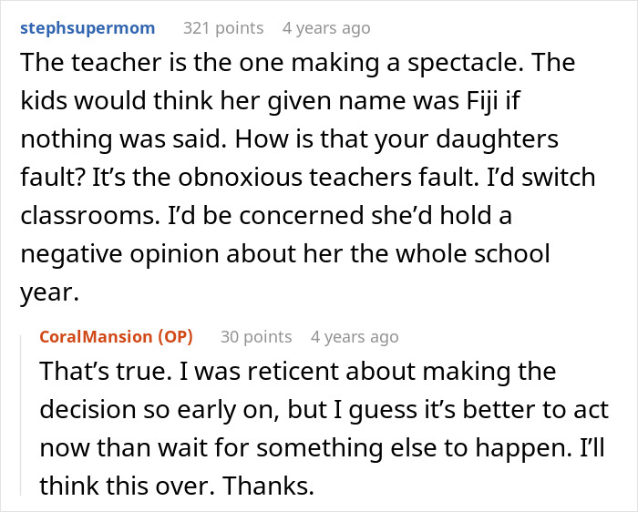 Teacher Refuses To Call Girl By The Name She's Been Using For 3 Years, Parent Asks For Advice