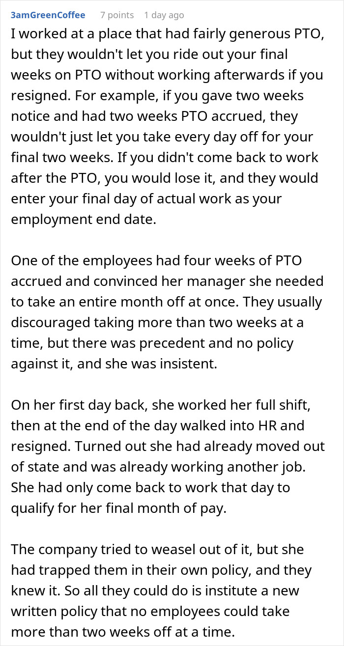 “Lose It If I Don't Use It”: Boss Is Shocked At Employee's Malicious Compliance Concerning PTO “Lose It If I Don't Use It”: Boss Is Shocked At Employee's Malicious Compliance Concerning PTO