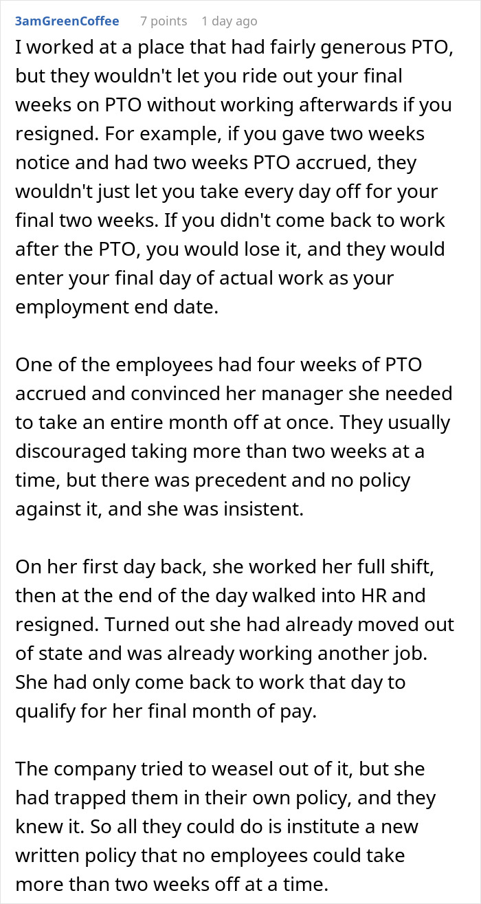 “Lose It If I Don't Use It”: Boss Is Shocked At Employee's Malicious Compliance Concerning PTO